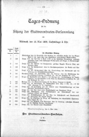 Tages-Ordnung, 10. Mai 1899