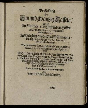 Vorstellung Der Ein und zwantzig Taffeln / ...