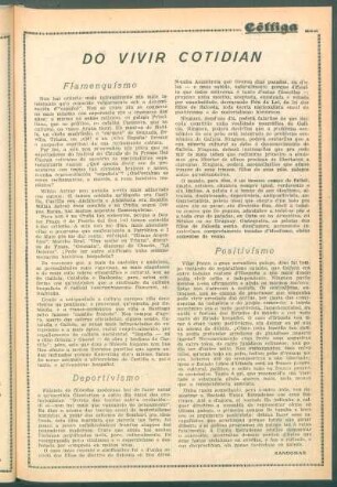 Do vivir cotidián : Flamenquismo[,] Deportivismo [y] Positivismo