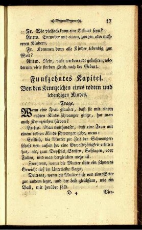Funfzehntes Kapitel. Von den Kennzeichen eines todten und lebendigen Kindes.