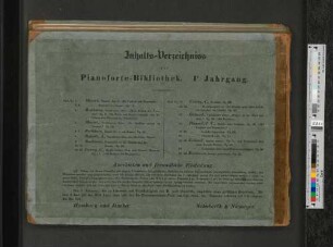 Inhalts-Verzeichnis der Pianoforte-Bibliothek. 1r Jahrgang