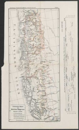Uebersichtsskizze des Westlichen Patagoniens. : Verhandlungen d. Gesellschaft für Erdkunde zu Berlin, Bd. XXVII, 1900. Tafel 3. Autogr. d. geogr. lith. Anst. u. Steindr. v. C. L. Keller. Berlin