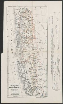 Uebersichtsskizze des Westlichen Patagoniens. : Verhandlungen d. Gesellschaft für Erdkunde zu Berlin, Bd. XXVII, 1900. Tafel 3. Autogr. d. geogr. lith. Anst. u. Steindr. v. C. L. Keller. Berlin