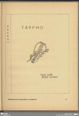 Bucheinband "Sappho" für den Verlag Holle & Co, Berlin