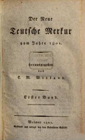 Der neue teutsche Merkur : vom Jahr .... 1801,1, 1801, 1