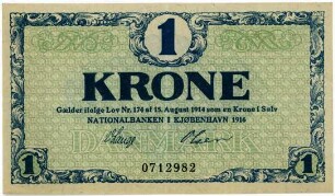 Geldschein, 1 Krone, 1916