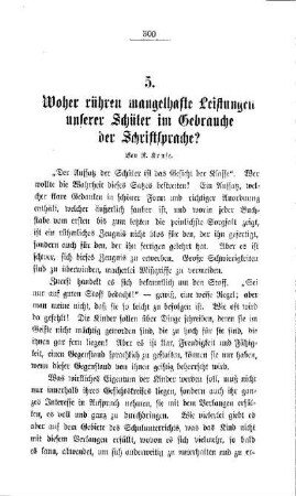 Woher rühren mangelhafte Leistungen unserer Schüler im Gebrauche der Schriftsprache?