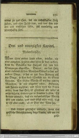 Drei und neunzigstes Kapitel. Melankolische