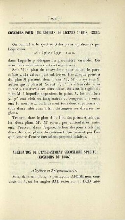 Agrégation de l'enseignement secondaire spécial (concours de 1886).