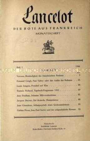 Zeitschrift zur französischen Kultur. Jg. 1946/47
