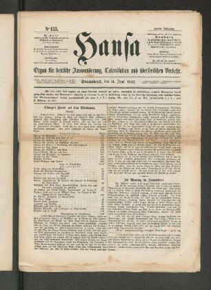 No. 133. Sonnabend, den 11. Juni 1853.