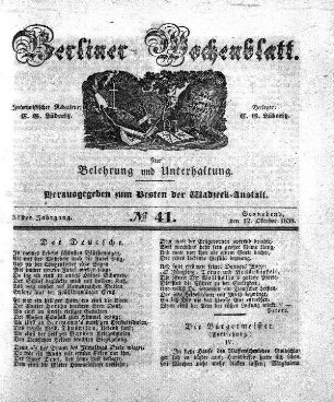 No. 41, Sonnabend, den 12. Oktober 1839.