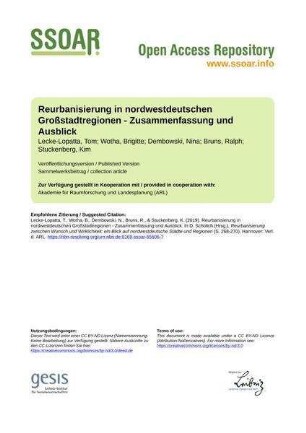 Reurbanisierung in nordwestdeutschen Großstadtregionen - Zusammenfassung und Ausblick