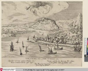 Inter utrumque vola, medio tutissimus ibis [Flusslandschaft mit dem Sturz des Ikarus; Riverlandscape with the fall of Icarus]