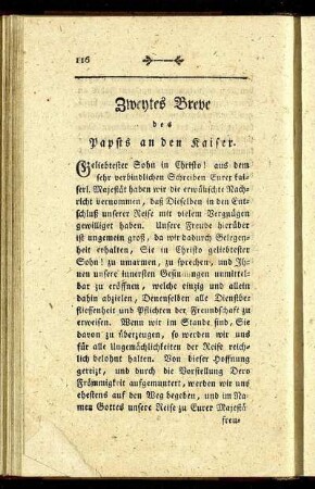 Zweytes Breve des Papsts an den Kaiser.