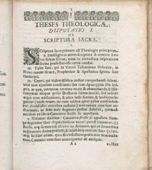 Disputatio I. De Scriptura Sacra.