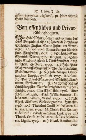 II. Von offentlichen und Privat-Bibliothequen.