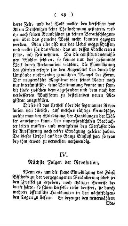 IV. Nächste Folgen der Revolution.