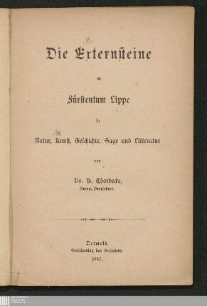 Die Externsteine im Fürstentum Lippe in Natur, Kunst, Geschichte, Sage und Litteratur