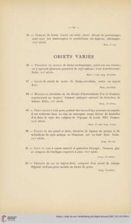 Objets Variés (Nr. 86 - 114)