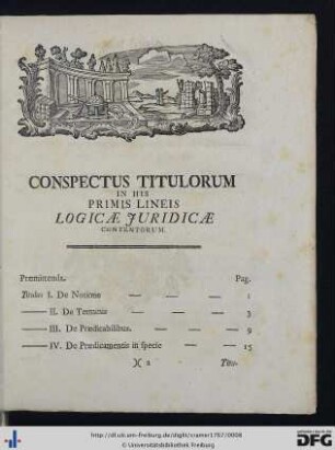 Conspectus Titulorum.