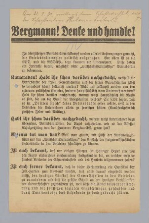 "Bergmann! Denke und handle!"