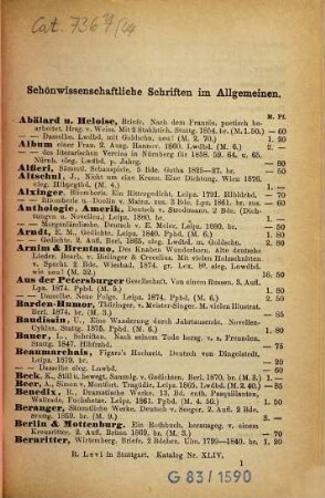 Verzeichnis des antiquarischen Bücherlagers von R. Levi, Stuttgart : [Antiquariats-Katalog], 44