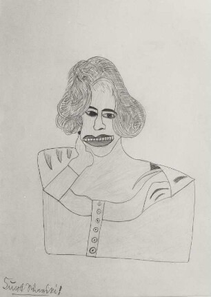 Ohne Titel (Büste einer lachenden Frau) : Ohne Titel (Büste einer lachenden Frau). Mischtechnik. Ausstellung: Kurt Wanski. Arbeiten auf Papier, 10.01.-02.03.2003