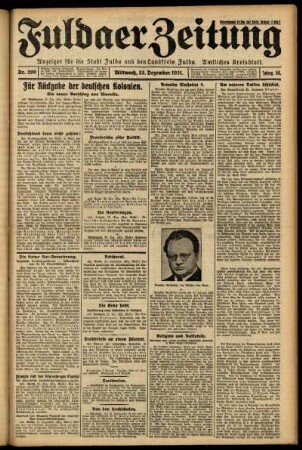 Erste Ausgabe vom Mittwoch, den 23. Dezember 1931.
