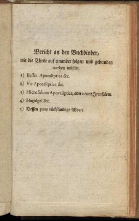 Bericht an den Buchbinder,...