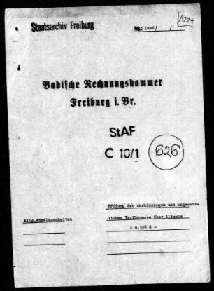 Unzulässige und ungesetzliche Verfügungen über Altgeld