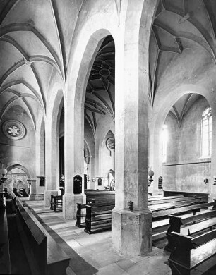 Freyburg (Unstrut), Stadtkirche St. Marien, Inneres Blick aus nördl. Seitenschiff n. Südosten