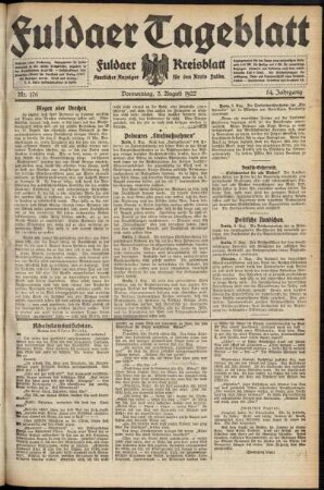 Ausgabe vom Donnerstag, den 03. August 1922.