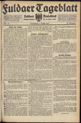Ausgabe vom Donnerstag, den 03. August 1922.