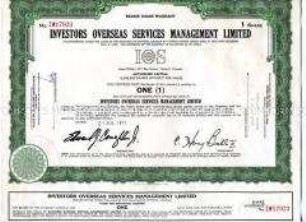 Kanada, Investors Overseas services Management Limited, Inhaberaktie, 1 Share