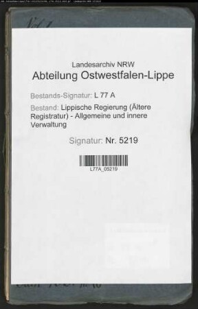 Errichtung eines Postamts in Hohenhausen, Bd. 1