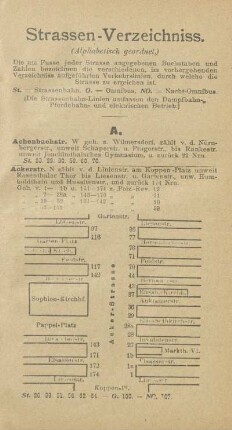 Strassen-Verzeichniss