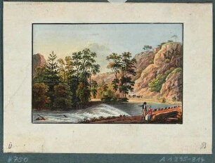 Ansicht des Plauenschen Grundes mit dem Wasserfall bei der Neumühle