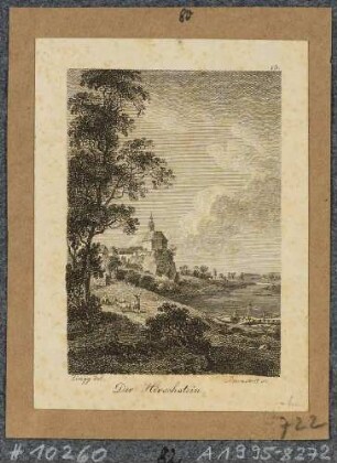 Das Schloss Hirschstein am linken Elbufer zwischen Meißen und Riesa von Süden, aus Beckers Taschenbuch zum geselligen Vergnügen 1805