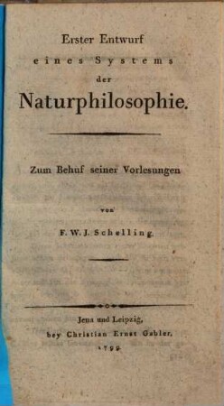 Erster Entwurf eines Systems der Naturphilosophie
