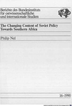 The changing content of Soviet policy towards Southern Africa