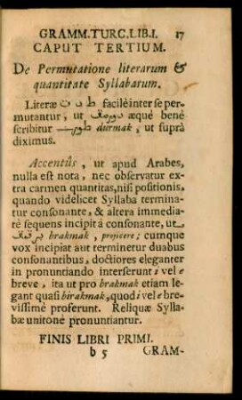 Caput Tertium. De Permutatione literarum & quantitate Syllabarum.
