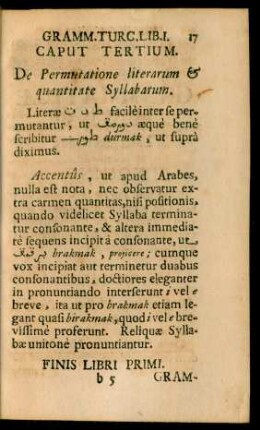 Caput Tertium. De Permutatione literarum & quantitate Syllabarum.