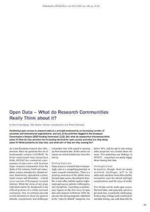 Open Data – What do Research Communities Really Think about it?