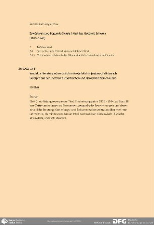 Exzerpte aus der Literatur zur sorbischen, slawischen und indogermanischen Namenkunde