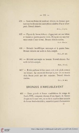 Bronzes d'Ameublement (Nr. 463 - 483)