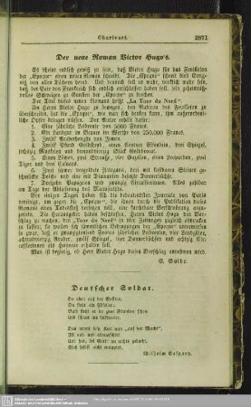 Der neue Roman Victor Hugo's
