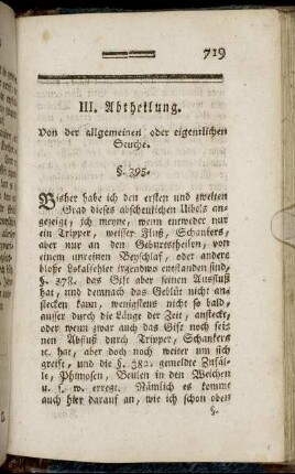 III. Abtheilung. Von der allgemeinen oder eigentlichen Seuche.