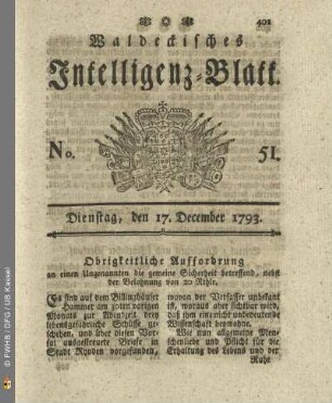 No. 51. Dienstag, den 17. December 1793