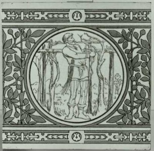 Fliese mit einem Blatt- und Medaillondekor (Gärtner) : Fliese mit Gärtnerdarstellung